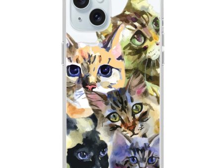 Watercolour Cat iPhone 15 Ultra Clear Case For Cheap