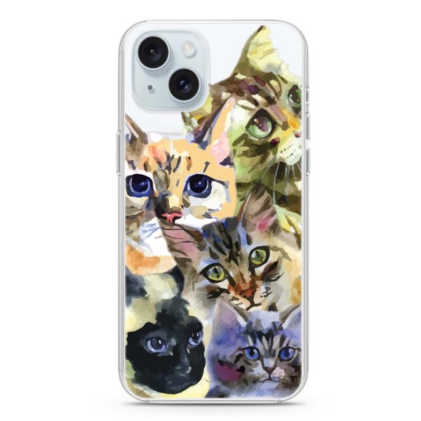 Watercolour Cat iPhone 15 Ultra Clear Case For Cheap