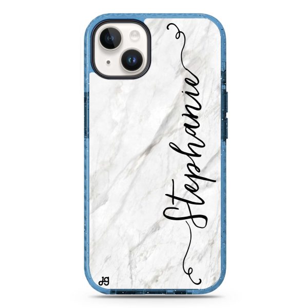 Vertical Cursive & Marble Sleek iPhone 15 Durashock Case For Sale