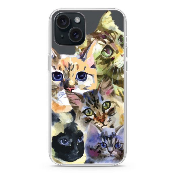 Watercolour Cat iPhone 15 Ultra Clear Case For Cheap