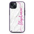 Vertical Cursive & Marble Sleek iPhone 15 Durashock Case For Sale