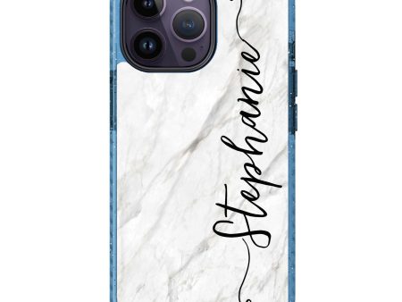 Vertical Cursive & Marble Sleek iPhone 15 Pro Durashock Case Online Sale