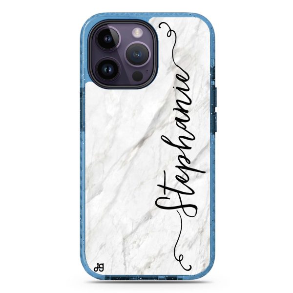 Vertical Cursive & Marble Sleek iPhone 15 Pro Durashock Case Online Sale