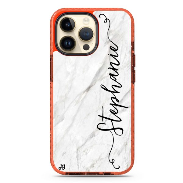 Vertical Cursive & Marble Sleek iPhone 15 Pro Durashock Case Online Sale