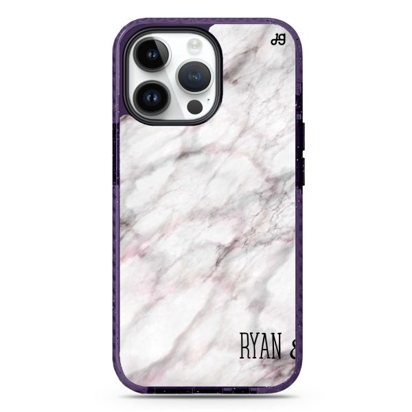 White Marble iPhone 15 Pro Durashock Case For Sale