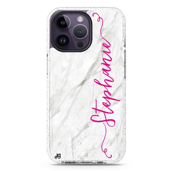 Vertical Cursive & Marble Sleek iPhone 15 Pro Durashock Case Online Sale