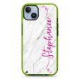 Vertical Cursive & Marble Sleek iPhone 15 Durashock Case For Sale