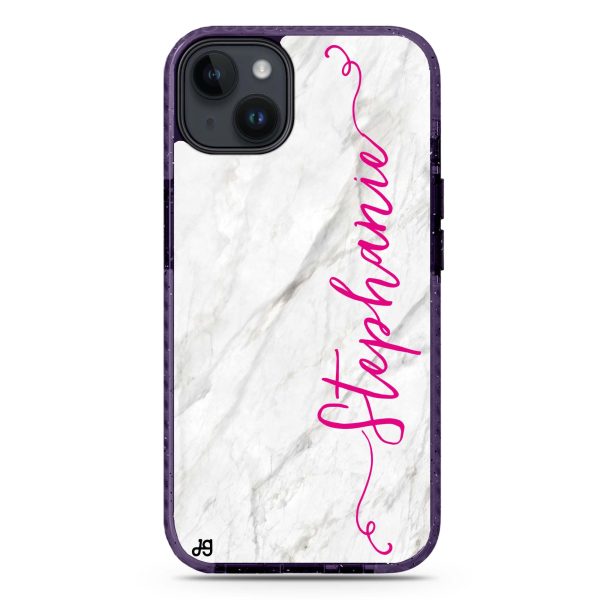 Vertical Cursive & Marble Sleek iPhone 15 Plus Durashock Case Online