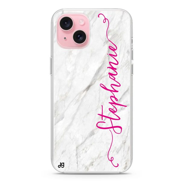 Vertical Cursive & Marble Sleek iPhone 15 Plus Ultra Clear Case on Sale