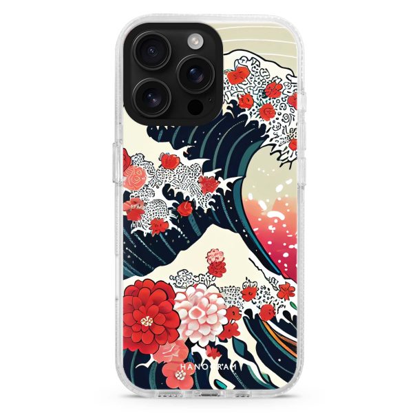 Waves & Flowers iPhone 15 Pro Ultra Clear Case Sale