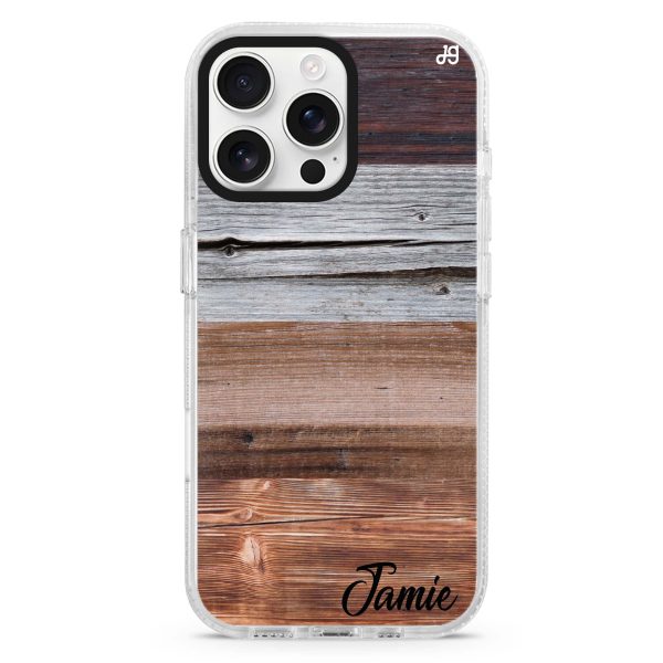 Wood Grain Varigegated iPhone 15 Pro Ultra Clear Case For Sale