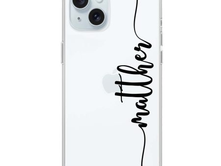 Vertical Script Handwritten Custom iPhone 15 Ultra Clear Case Sale