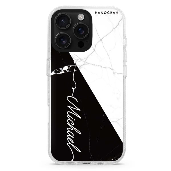 White And Black Marble iPhone 15 Pro Ultra Clear Case For Cheap