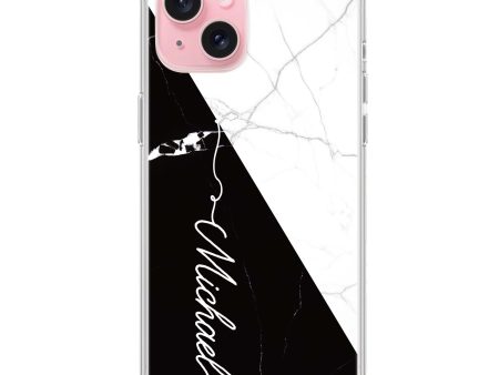 White And Black Marble iPhone 15 Plus Ultra Clear Case For Sale