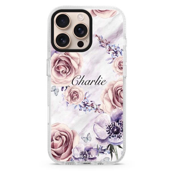 White Marble & Flower iPhone 15 Pro Ultra Clear Case Hot on Sale