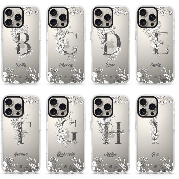 Vintage Floral Monogram iPhone 15 Pro Ultra Clear Case Sale