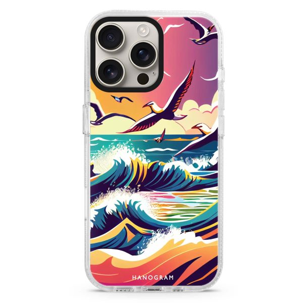 Waves & seagulls iPhone 15 Pro Ultra Clear Case Online Sale