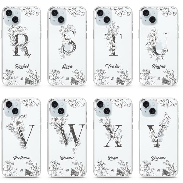 Vintage Floral Monogram iPhone 15 Plus Ultra Clear Case Online Sale