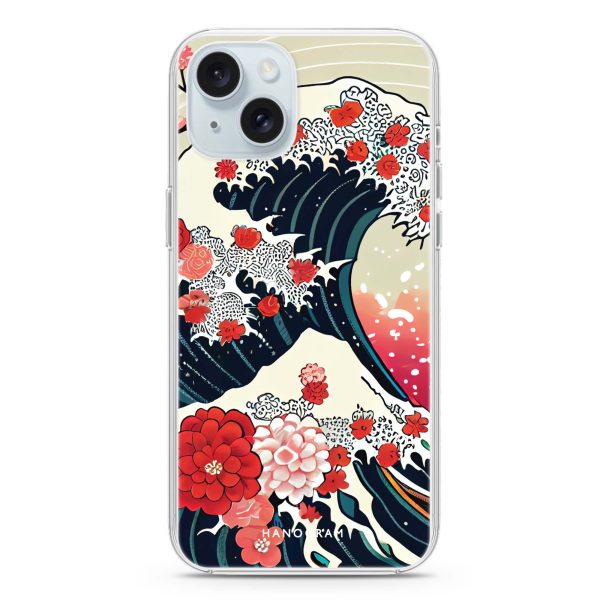 Waves & Flowers iPhone 15 Ultra Clear Case Fashion