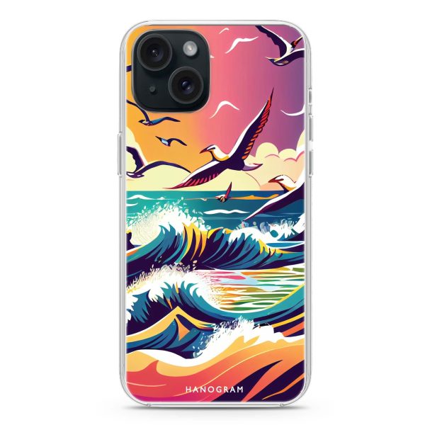 Waves & seagulls iPhone 15 Plus Ultra Clear Case Online now