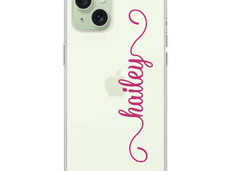 Vertical Cursive Handwritten iPhone 15 Ultra Clear Case Fashion