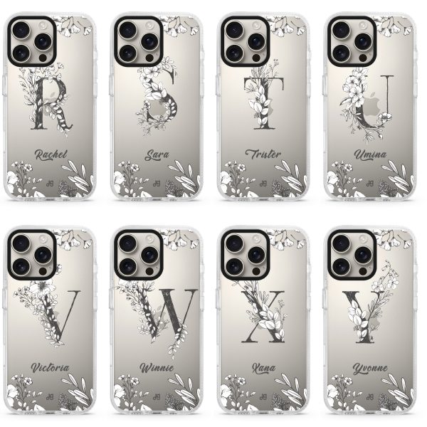 Vintage Floral Monogram iPhone 15 Pro Ultra Clear Case Sale