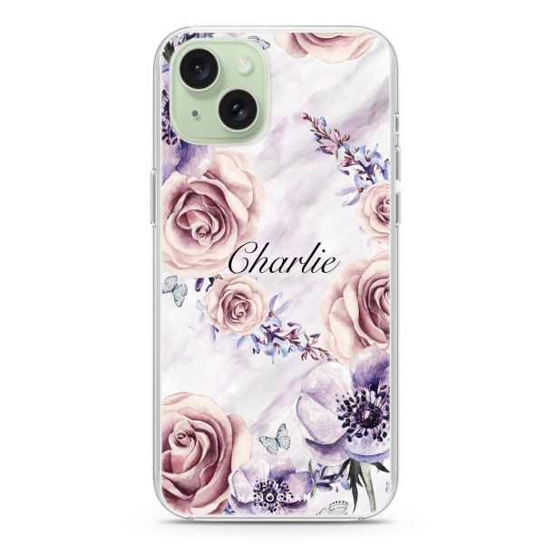 White Marble & Flower iPhone 15 Plus Ultra Clear Case on Sale