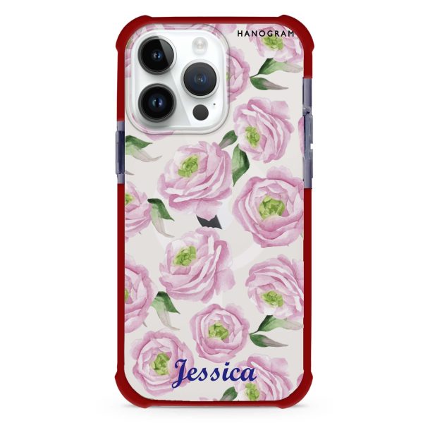 Watercolor pink floral iPhone 15 Pro Max MagSafe Compatible Ultra Shockproof Case Online