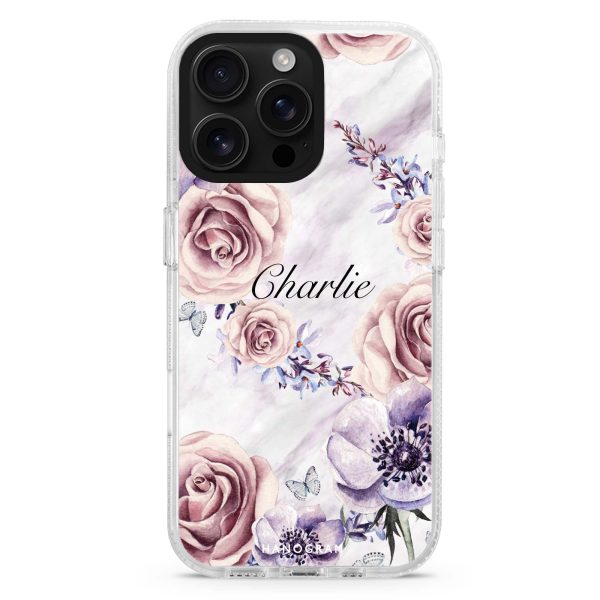 White Marble & Flower iPhone 15 Pro Ultra Clear Case Hot on Sale