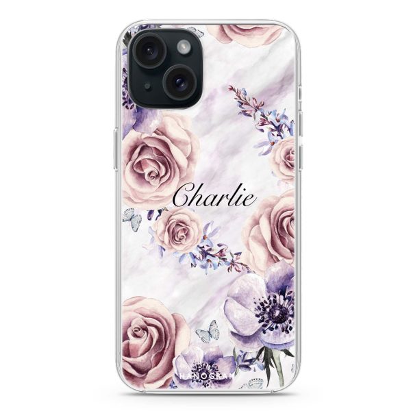 White Marble & Flower iPhone 15 Plus Ultra Clear Case on Sale