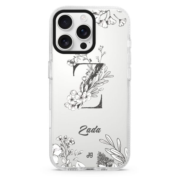 Vintage Floral Monogram iPhone 15 Pro Ultra Clear Case Sale