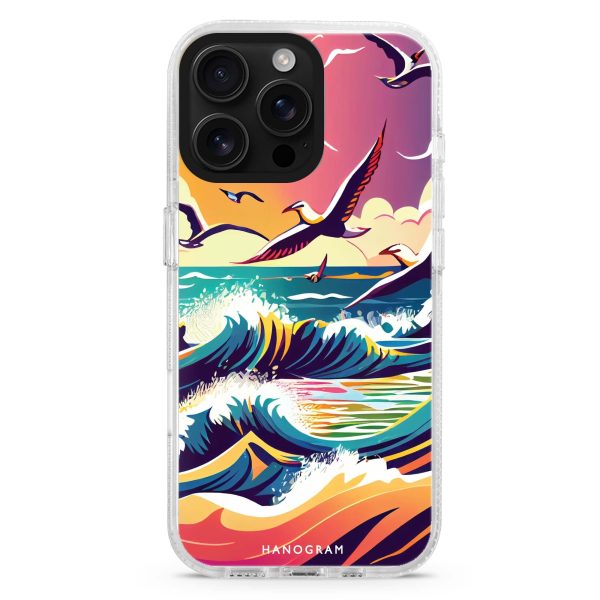 Waves & seagulls iPhone 15 Pro Ultra Clear Case Online Sale