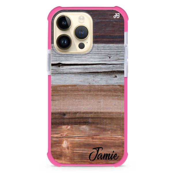 Wood Grain Varigegated iPhone 15 Pro Max MagSafe Compatible Ultra Shockproof Case For Sale