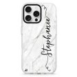 Vertical Cursive & Marble Sleek iPhone 15 Pro Ultra Clear Case Online now