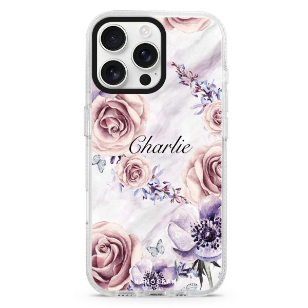 White Marble & Flower iPhone 15 Pro Ultra Clear Case Hot on Sale