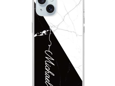 White And Black Marble iPhone 15 Ultra Clear Case Fashion