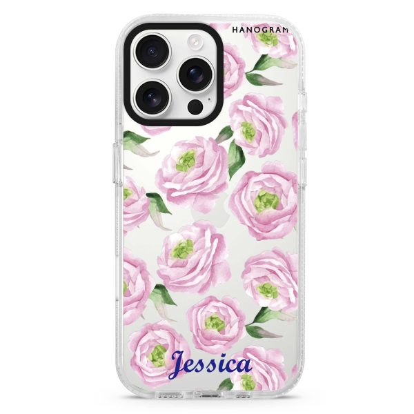 Watercolor pink floral iPhone 15 Pro Ultra Clear Case on Sale