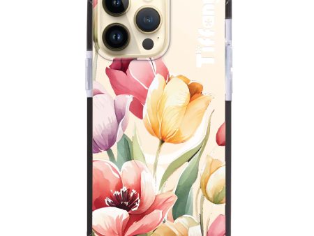 Watercolor tulip iPhone 15 Pro Max MagSafe Compatible Ultra Shockproof Case Hot on Sale