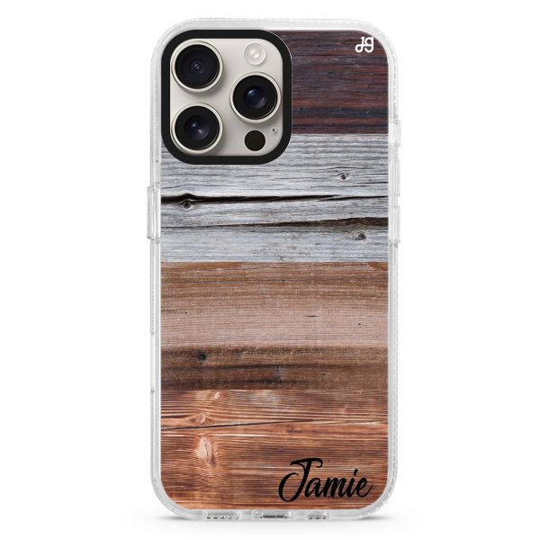 Wood Grain Varigegated iPhone 15 Pro Ultra Clear Case For Sale