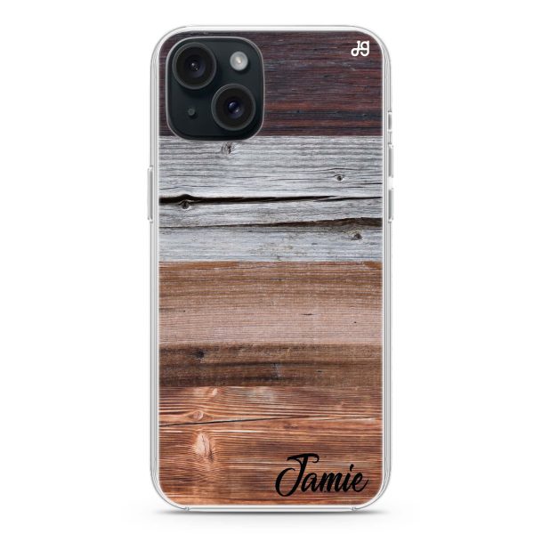 Wood Grain Varigegated iPhone 15 Ultra Clear Case For Discount