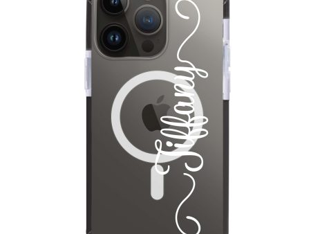 Vertical Cursive & Marble Sleek iPhone 15 Pro Max MagSafe Compatible Ultra Shockproof Case Online Sale