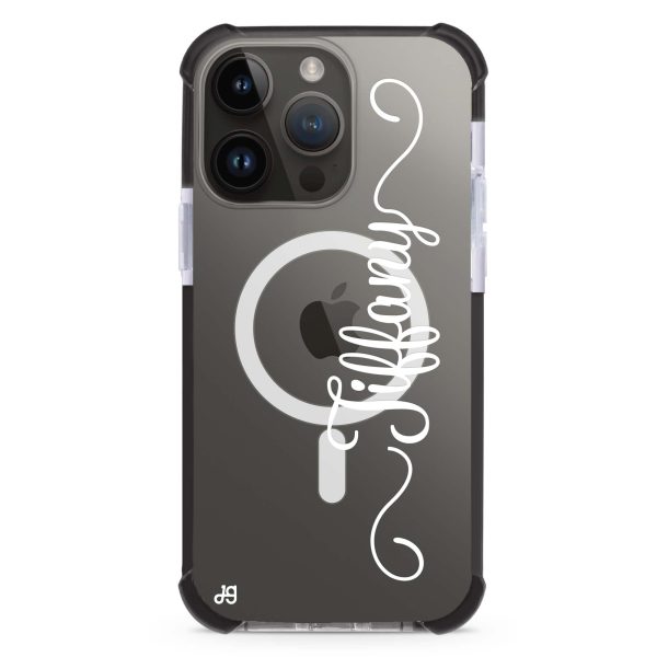 Vertical Cursive & Marble Sleek iPhone 15 Pro Max MagSafe Compatible Ultra Shockproof Case Online Sale