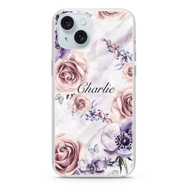 White Marble & Flower iPhone 15 Plus Ultra Clear Case on Sale