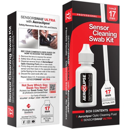 Photographic Solutions Sensor Cleaning Swab Kit (17mm Swab, Aeroclipse Solution) Supply